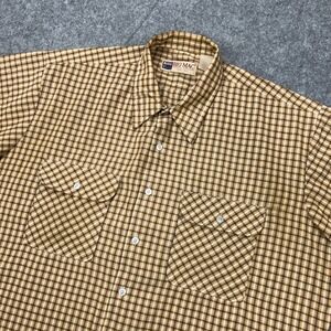 VTG Big‎ Mac Shirt Mens XL Brown Plaid Short Sleeve Button Up Work USA 90s